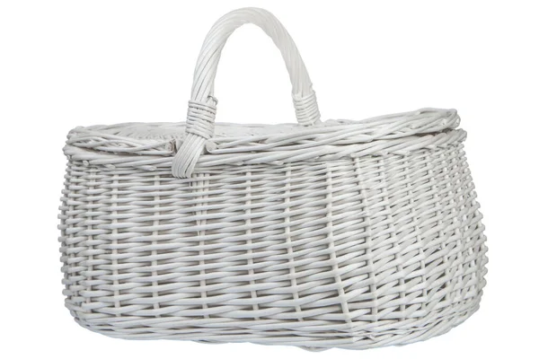 Wicker Basket Isolated White Background Clipping Path Included — Stock Photo, Image