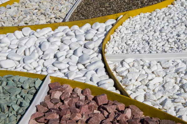 stock image Pile of white and color pebbles for decorative purposes.