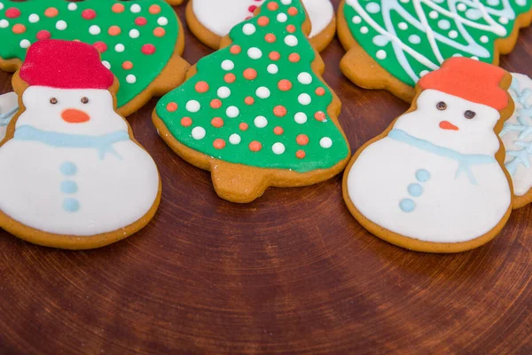 Biscoitos Gengibre Natal Com Cereja Árvores Natal — Fotografia de Stock