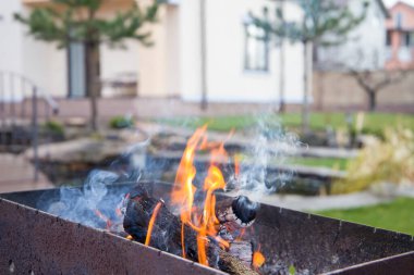 Izgarada ateş, yakacak odun 