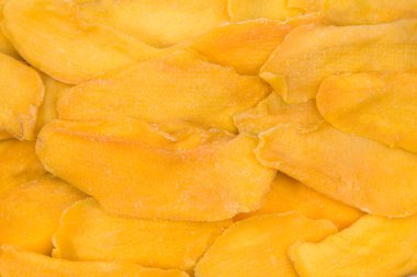 Kurumuş mango arka planı. Görüntüyü kapat.