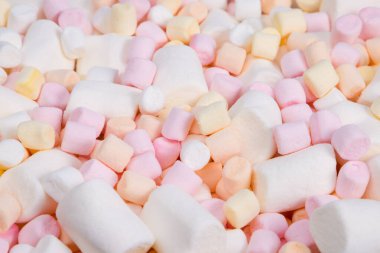 Renkli marşmelov arka planı. Küçük marşmelov arkaplanı.