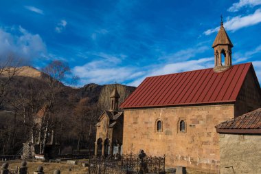 Kazbegi, Georgia : 10-11-2022 : Village Of Gergeti In Georgia, with the beautiful Caucasus mountain peaks and meadow surrounded .
