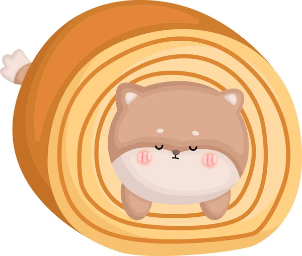Vector Dog Cake Roll — 스톡 벡터