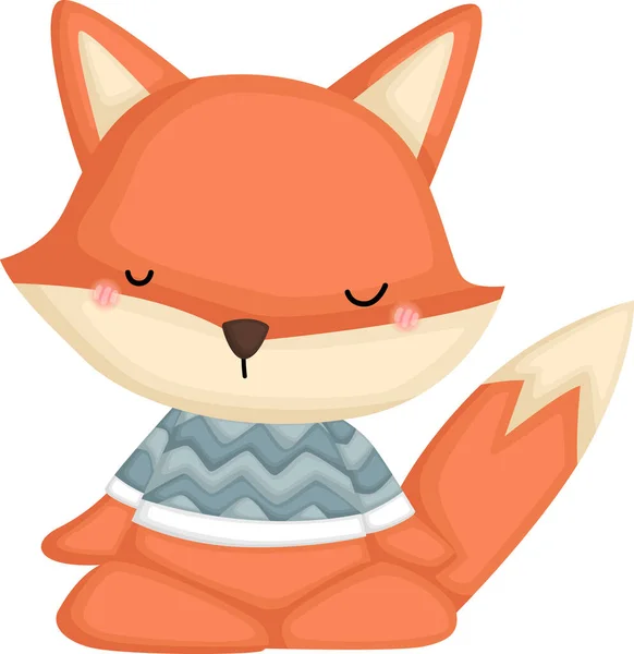 Vector Cute Fox Doing Yoga — Stock Vector