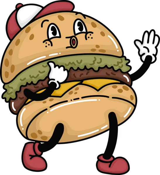 Ein Vektor Eines Niedlichen Cartoon Burgers — Stockvektor
