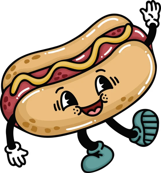 Een Vector Van Een Leuke Cartoon Hotdog — Stockvector