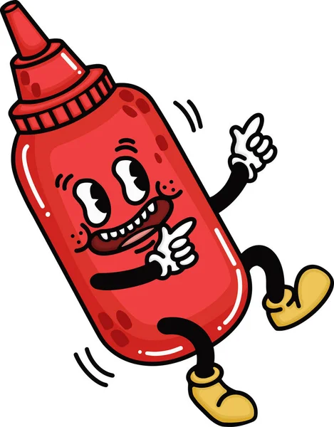 Ein Vektor Einer Niedlichen Cartoon Ketchup Flasche — Stockvektor