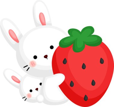 Tavşan ve çilek vektörü