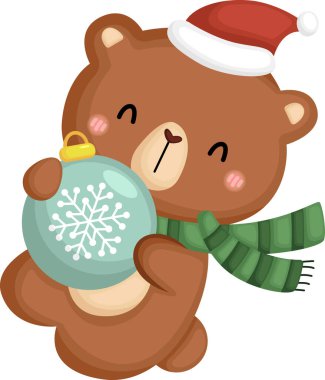 Noel süsü taşıyan bir ayının vektörü