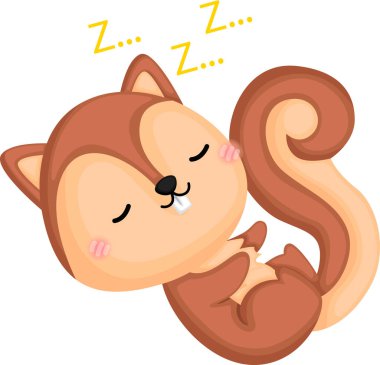 a vector of a cute sleeping squirrel 