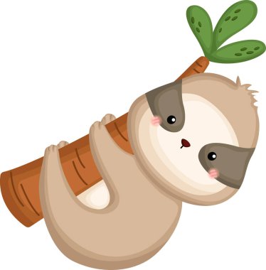 Ağaçta asılı bir miskin hayvan vektörü