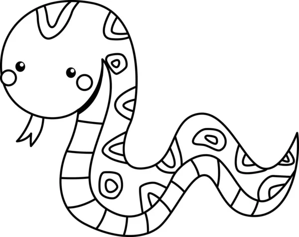 Vector Cute Snake Black White Coloring — Stock Vector