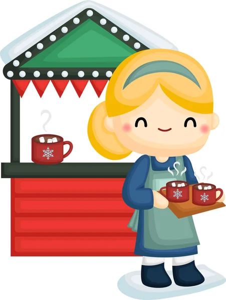 Vector Woman Holding Hot Chocolate — Stock Vector