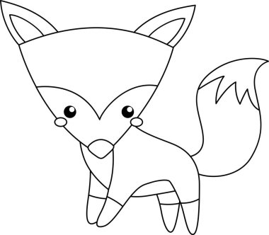 Siyah beyaz renkli şirin bir tilkinin vektörü