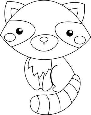 Siyah beyaz renkli şirin bir rakunun vektörü.