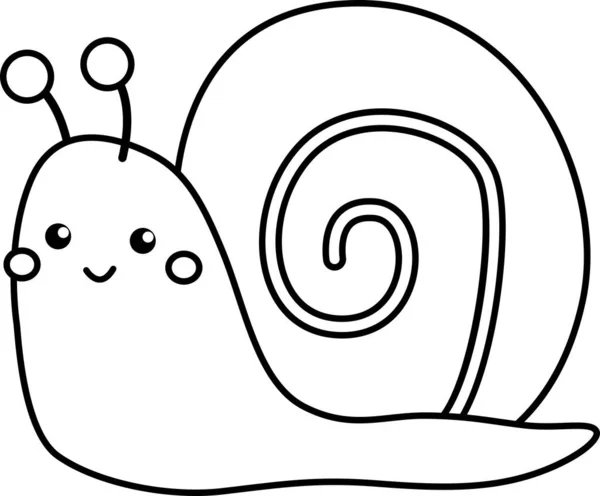 Vector Cute Snail Black White Coloring — Stock Vector