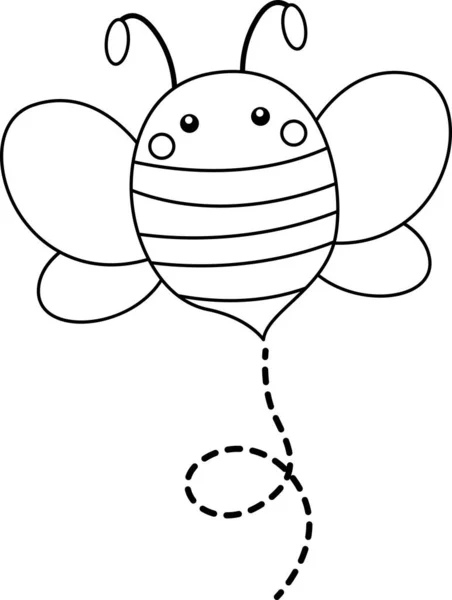 Egy Aranyos Méh Vektora Fekete Fehér Színben — Stock Vector