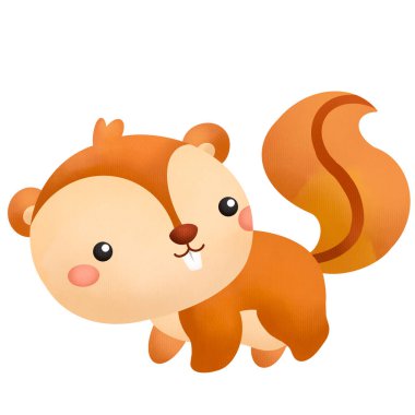 Şirin bir sincabın suluboya resmi.