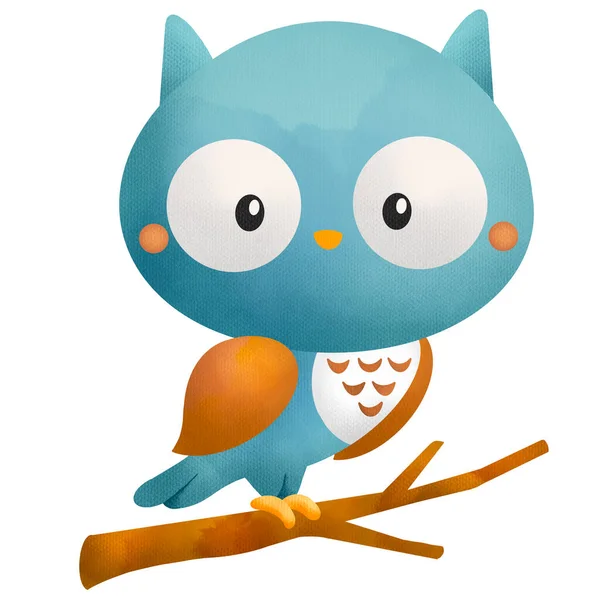 Watercolor Cute Owl — Stock Photo, Image
