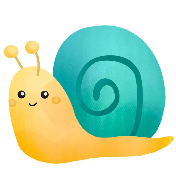 Watercolor Cute Snail — Stock Photo, Image