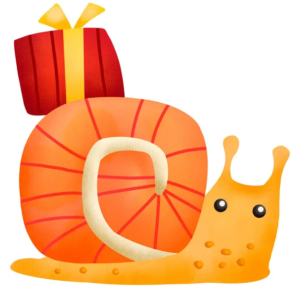 Watercolor Snail Celebrating Birthday — Stock Photo, Image