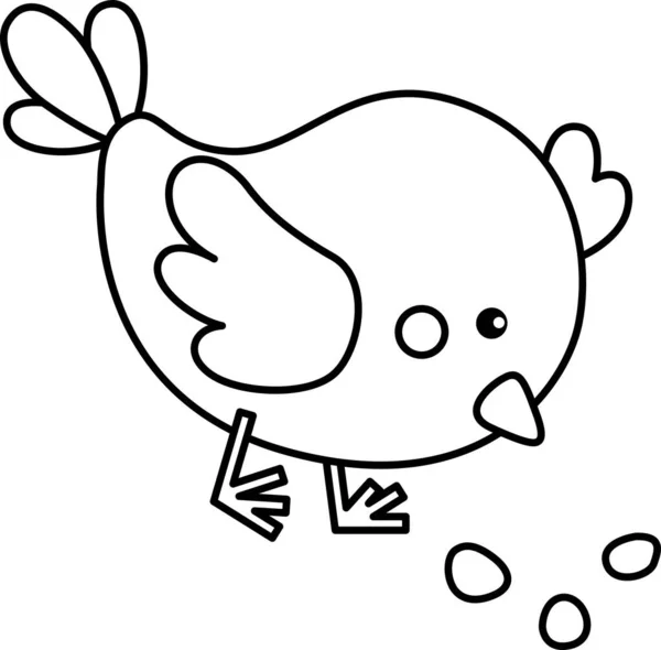 Vector Cute Chick Black White Coloring — Stock Vector