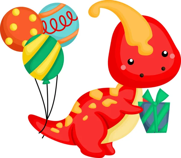 Ein Vektor Einer Dinosaurier Geburtstagsfeier — Stockvektor