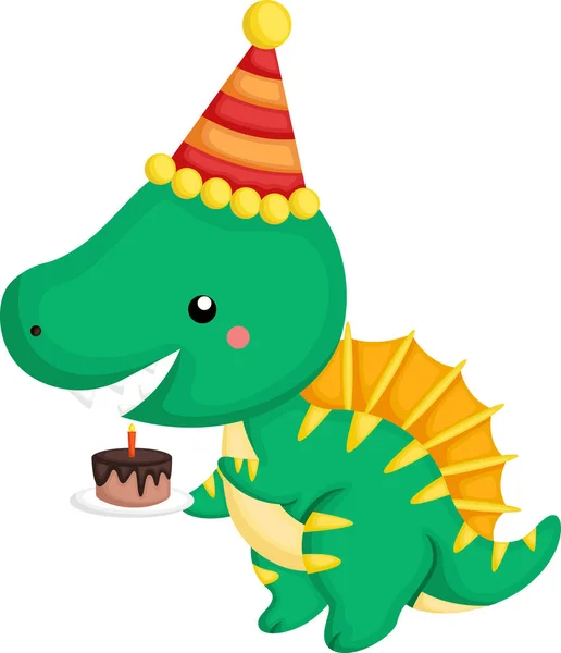 Вектор Празднования Дня Рождения Динозавра — стоковый вектор