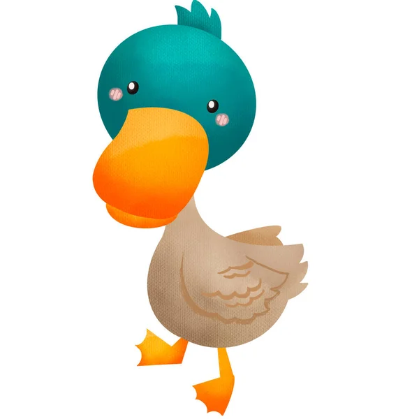 Eine Aquarellierte Illustration Einer Ente — Stockfoto