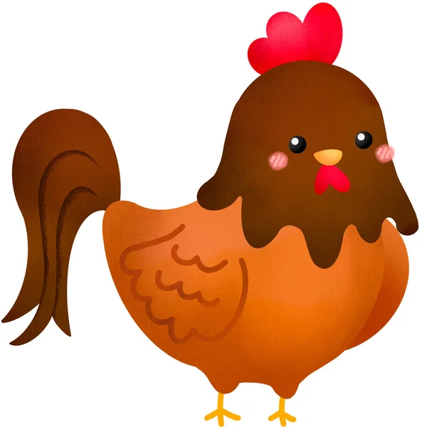 Akvarell Illustration Kyckling — Stockfoto