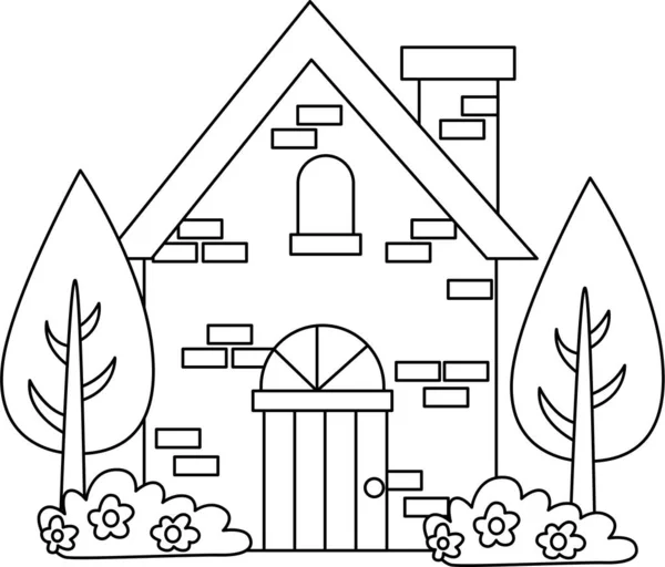 黒と白の着色のレンガ造りの家のベクトル — ストックベクタ