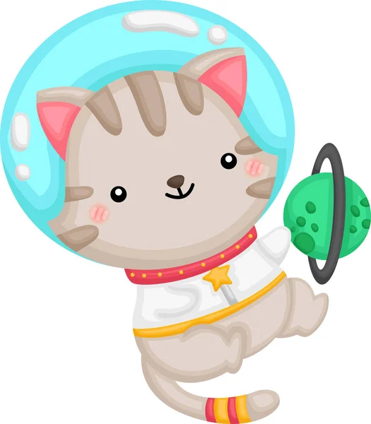 宇宙飛行士の猫のベクトル — ストックベクタ