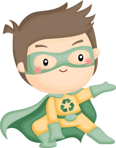 地球の少年スーパーヒーローのベクトルです — ストックベクタ