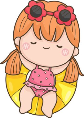 Yaz tatilindeki bir kızın vektörü.