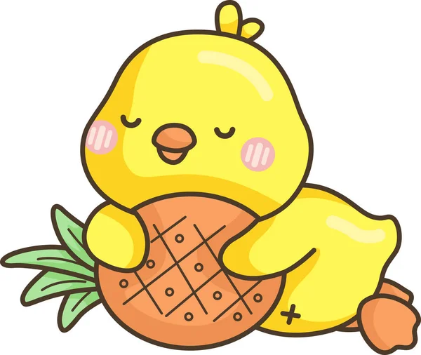 鸭和菠萝的病媒 — 图库矢量图片