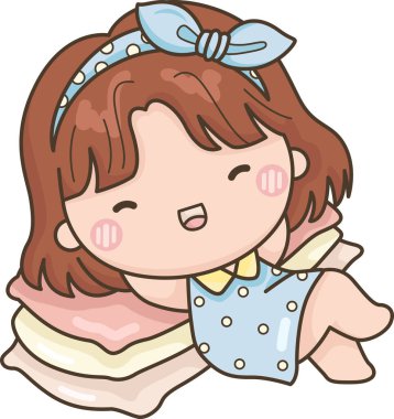 a vector of a girl relaxing with pillows