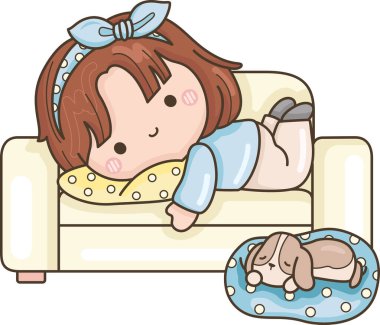 a vector of a girl relaxing at the sofa