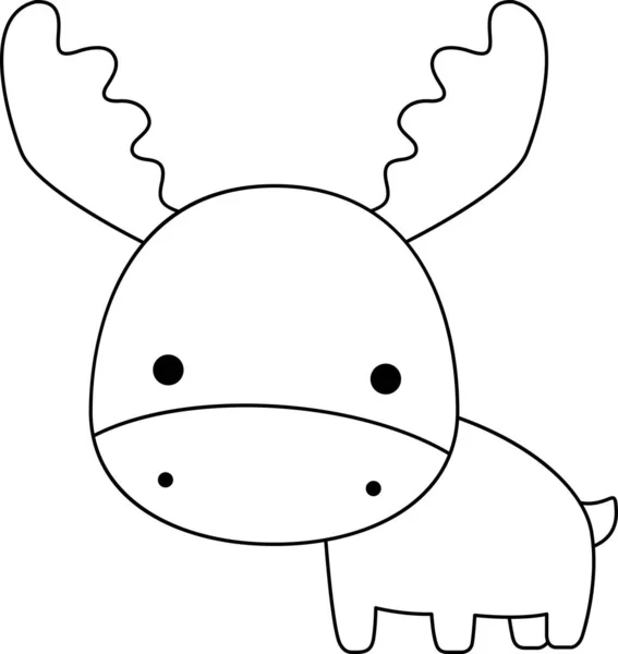 Vector Moose Black White Coloring — Stock Vector