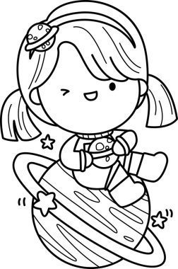 Bir kızın ve bir gezegenin vektörü