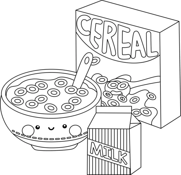 Vector Cereal Bowl Black White Coloring — Stock Vector