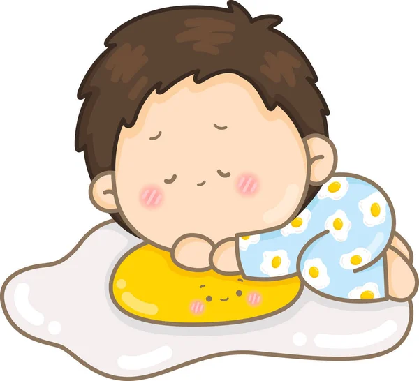 Vektor Seorang Anak Tidur Atas Telur Raksasa - Stok Vektor