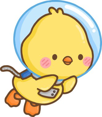 ördek astronotlarının el çizimi vektörü