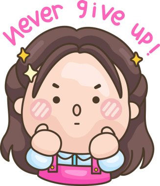 Asla vazgeçmeyen bir kızın vektörü.