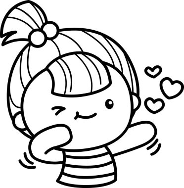 Siyah ve beyaz renkli bir kızın birçok duyguyla dolu bir vektörü.