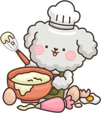 Tatlı bir kanişin kek pişirme vektörü.