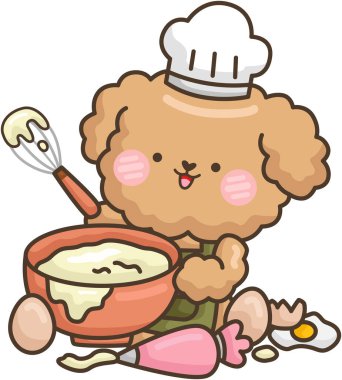 Tatlı bir kanişin kek pişirme vektörü.