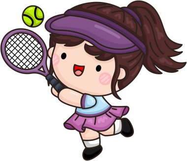 Tatlı Çizgi Çocuk Tenis Oynuyor