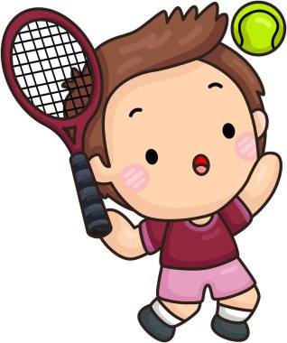 Tatlı Çizgi Çocuk Tenis Oynuyor