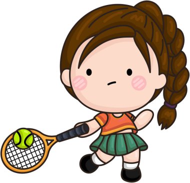 Tatlı Çizgi Çocuk Tenis Oynuyor